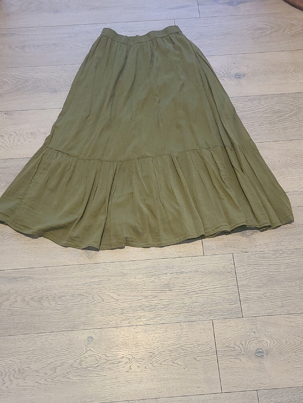 dip Olive Green Maxi Tiered Skirt